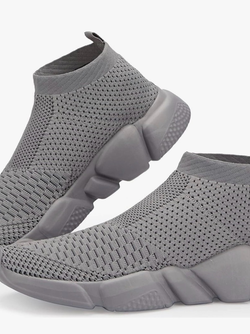 Lightweight Knit High-Top Sneakers in Gray